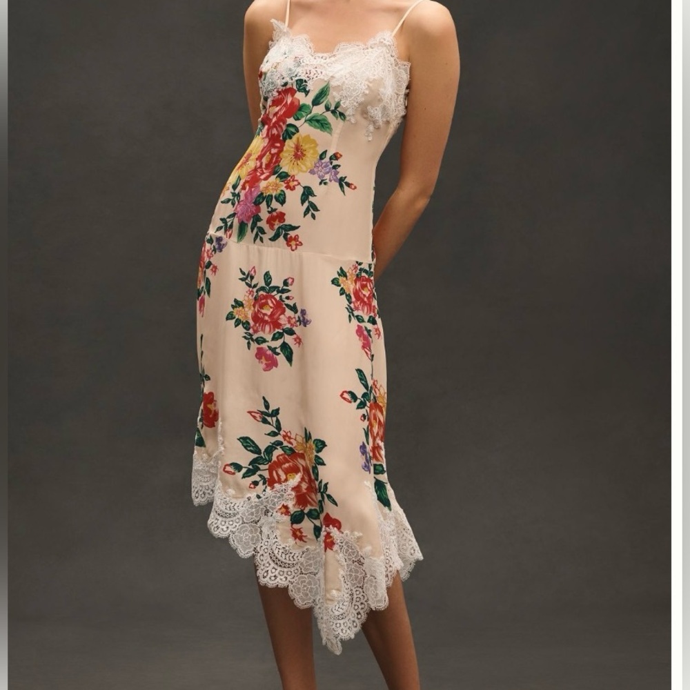 Anthropologie Sleeveless V-Neck Lace
Slip Midi Dress Size M. NWT.